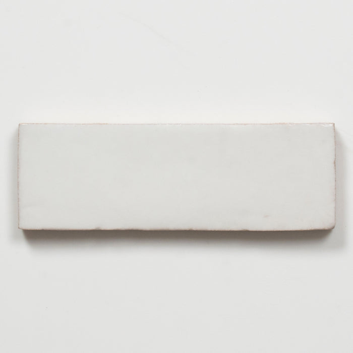 Single no Hand Evelyn Pure White Handmade Bejmat Satin Tile 100 x 50mm BYRCH2 - The Blue Space