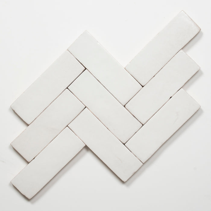 Pattern Evelyn Pure White Handmade Bejmat Satin Tile 100 x 50mm BYRCH2 - The Blue Space