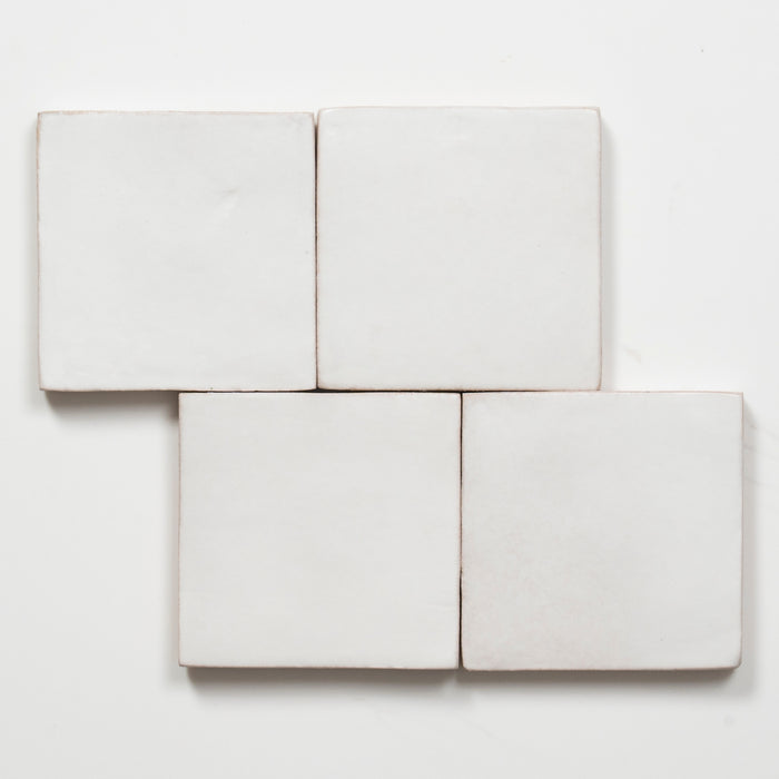Pattern Evelyn Pure White Handmade Zellige Satin Tile 100 x 100mm BYRCH1 - The Blue Space