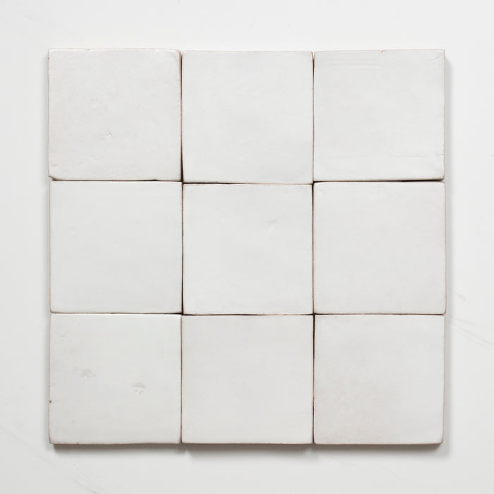 Pattern Lay Evelyn Pure White Handmade Zellige Satin Tile 100 x 100mm BYRCH1 - The Blue Space