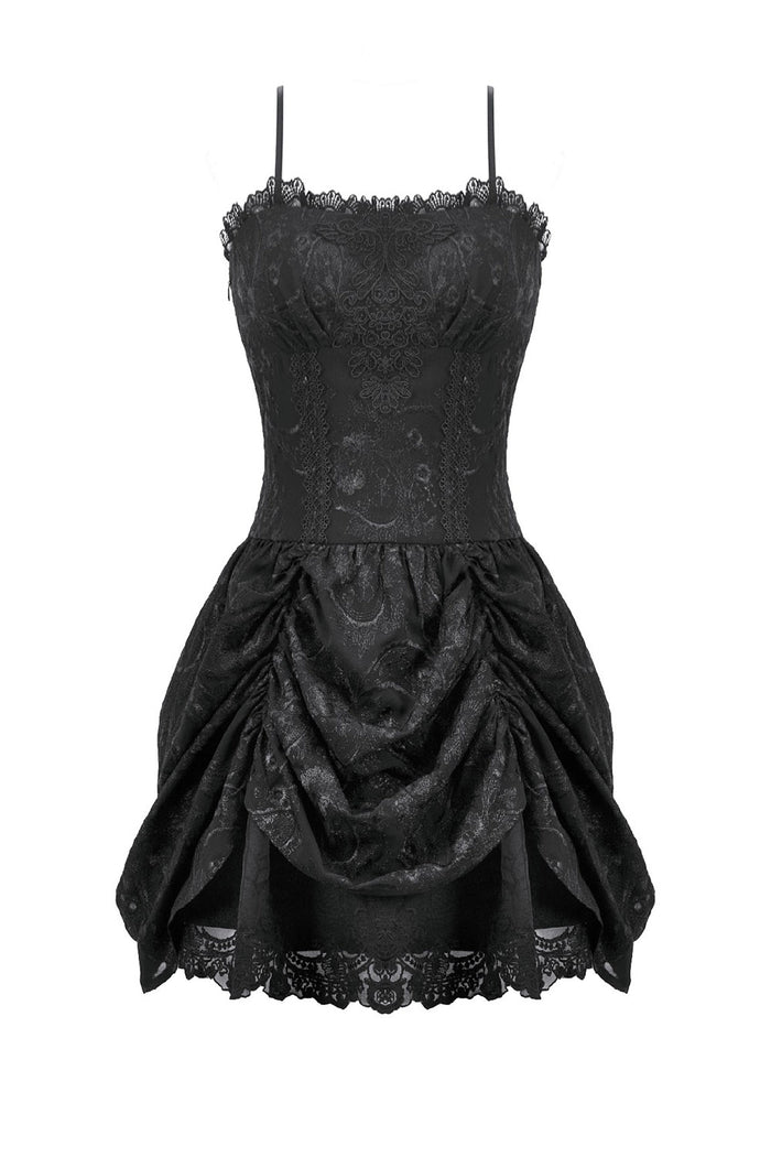 short gothic lace black mini dress