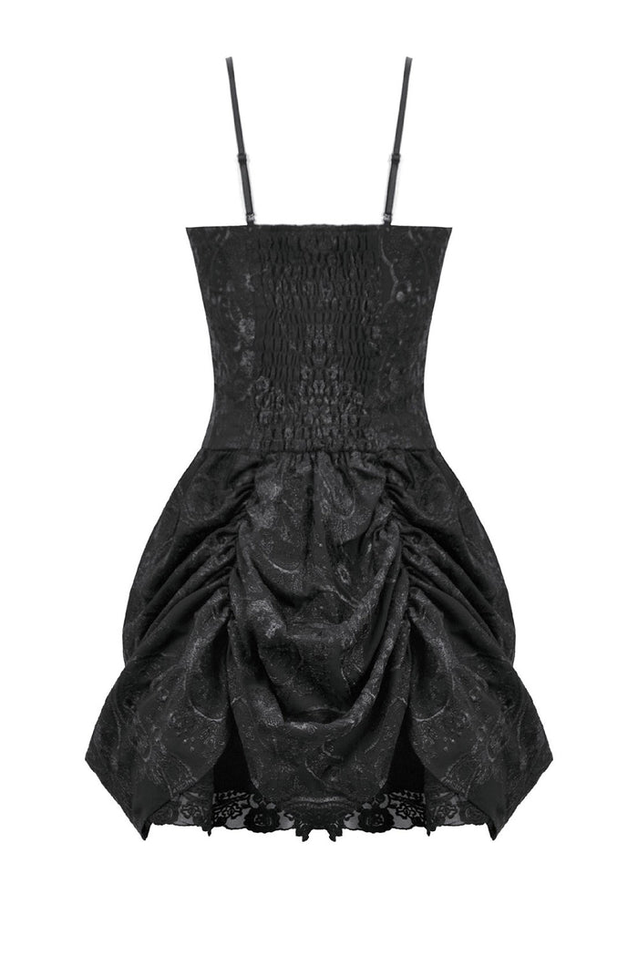 draped gothic lace black mini dress