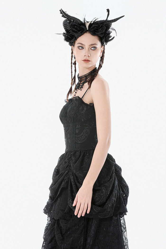 victorian gothic lace black mini dress