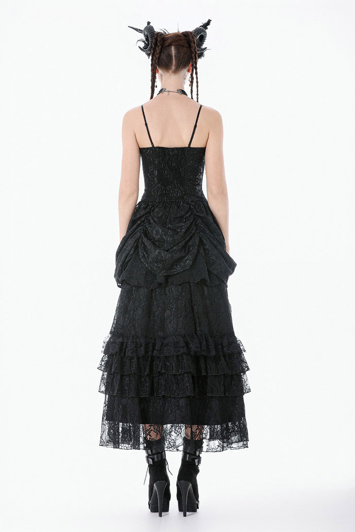 romantic gothic lace black mini dress