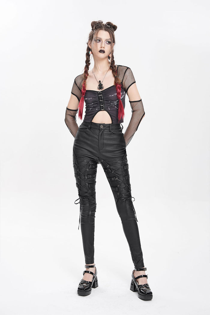Womens goth pants with lace up legs