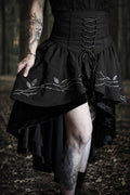 high low hem velvet skirt with embroidered roses