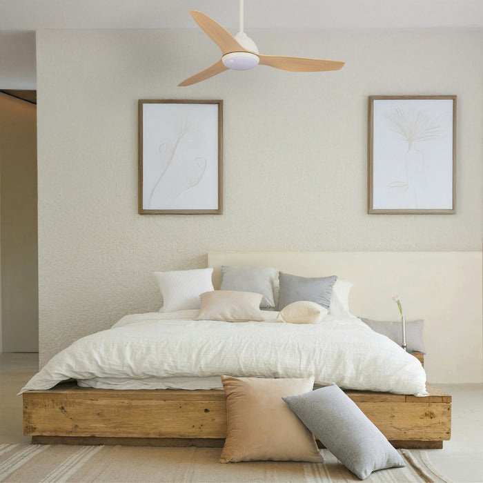Lifestyle Fanco Breeze 48'' (122cm) AC Ceiling Fan with LED Light - White and Beechwood F0111/121B - The Blue Space