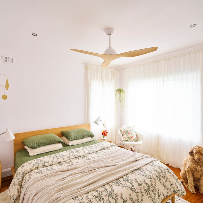 Lifestyle Fanco Breeze 52'' (132cm) AC Ceiling Fan - White and Beechwood F0100/121B - The Blue Space