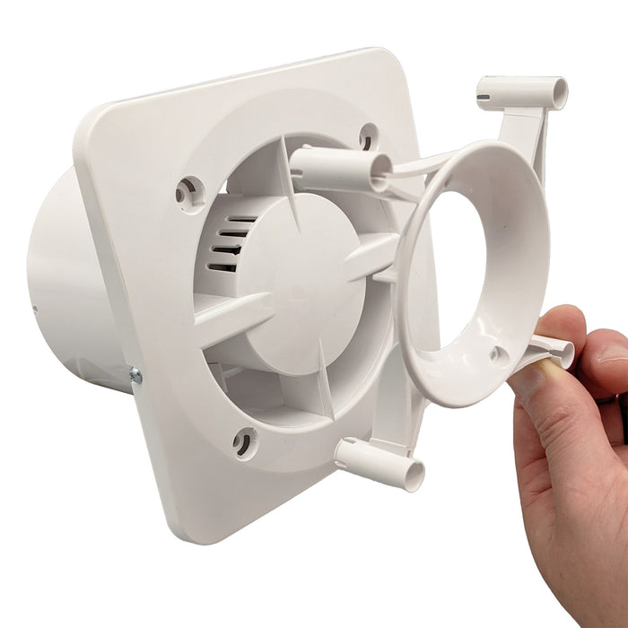 Cover Connection Fanco Dynamic 100mm Duct Square Exhaust Fan Gloss White W-EMVUDY11-GWH - The Blue Space