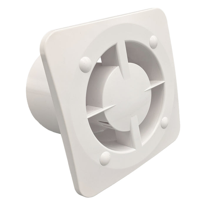 No Cover Front Fanco Dynamic 125mm Duct Square Exhaust Fan Gloss White W-EMVUDY12-GWH - The Blue Space
