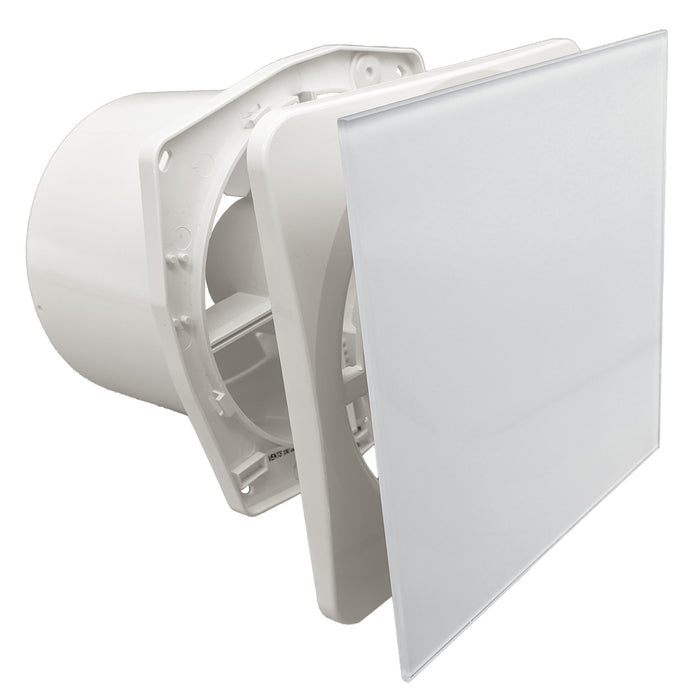 Connection Fanco Dynamic 150mm Duct Square Exhaust Fan Glass White W-EMVUDY13-PWH - The Blue Space