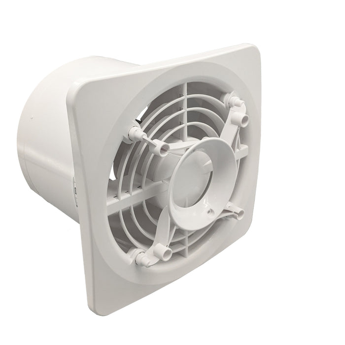 No Cover Fanco Dynamic 150mm Duct Square Exhaust Fan Glass White W-EMVUDY13-PWH - The Blue Space