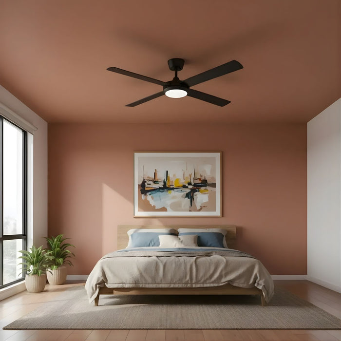 Bedroom Fanco Eco Silent Pro 52'' (132cm) DC Ceiling Fan with LED Light Black  F1121/202C - The Blue Space