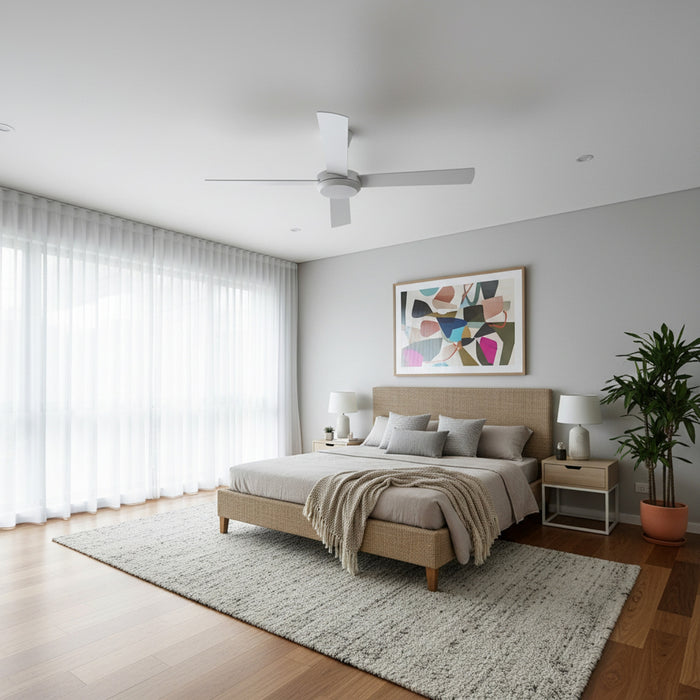 Bathroom Fanco Eco Silent Pro 56'' (142cm) DC Ceiling Fan with LED Light - White  F1141/101C - The Blue Space