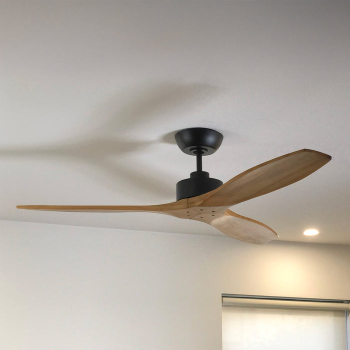 Ceiling Fanco Wynd V3  54'' (137cm) DC Ceiling Fan - Black and Handcrafted Timber Blades Natural F0500/219C - The Blue Spacee