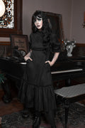 vintage goth high collared ruffle midi dress by lively ghosts