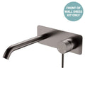 Fienza Kaya Basin/Bath Wall Mixer Set Soft Square Plate 200mm Outlet Gun Metal - Trim Kit D228106GM-200 - The Blue Space