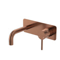 Fienza Kaya Basin/Bath Wall Mixer Set Rectangular Plate 130mm Outlet Brushed Copper 228106CO-130-LF - The Blue Space