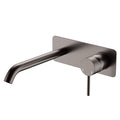 Fienza Kaya Basin/Bath Wall Mixer Set Rectangular Plate 200mm Outlet Gun Metal 228106GM-200-LF - The Blue Space