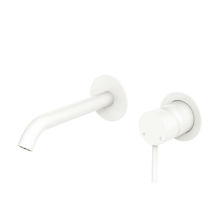 Fienza Kaya Basin/Bath Wall Mixer Set Round Plates 160mm Outlet Matte White 228104MW-LF - The Blue Space