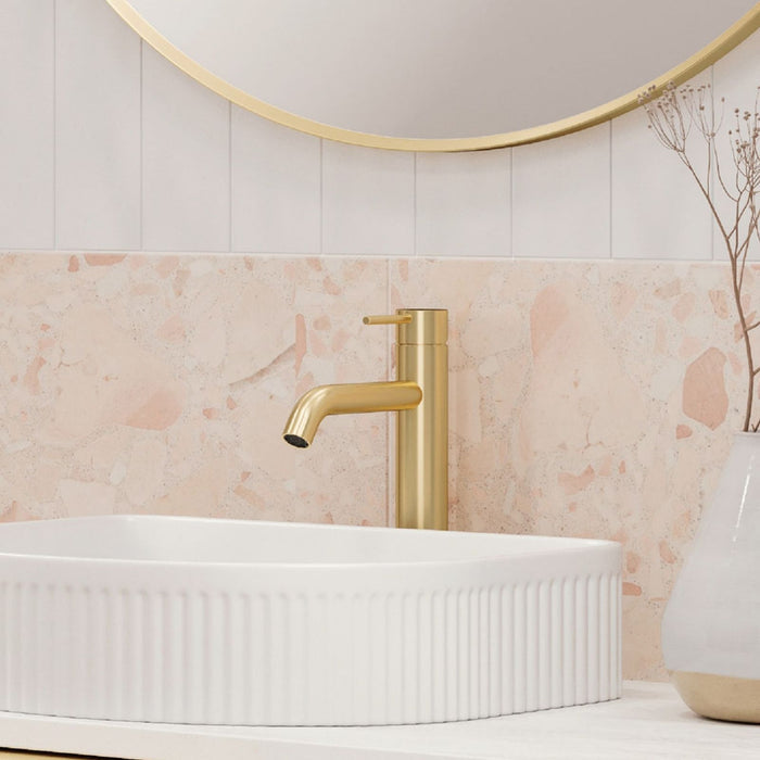 Lifestyle 1 Fienza Kaya Medium Basin Mixer Urban Brass 228110UB-LF - The Blue Space