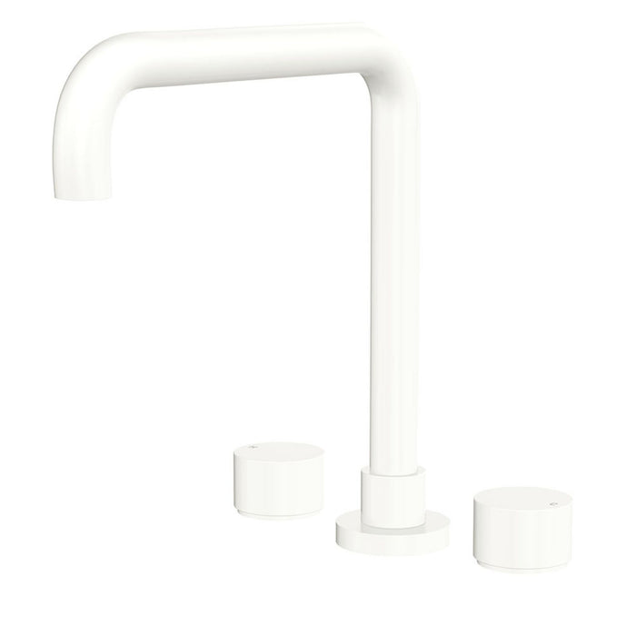 Fienza Kaya Round Taps Squareline Hob Outlet Set Matte White 338106MW-LF - The Blue Space