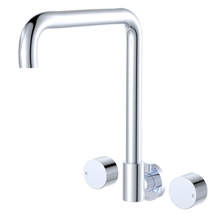 Fienza Kaya Round Taps Squareline Wall Outlet Set Chrome 338105-LF - The Blue Space