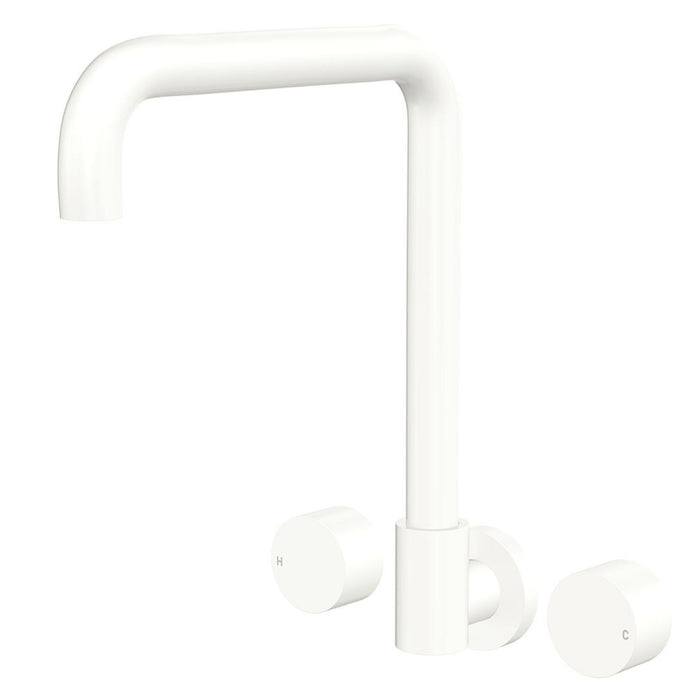 Fienza Kaya Round Taps Squareline Wall Outlet Set Matte White 338105MW-LF - The Blue Space