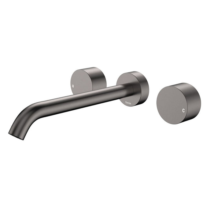 Fienza Kaya Round Taps Wall Basin/Bath 220mm Outlet Set Gun Metal 338102GM-220-LF - The Blue Space