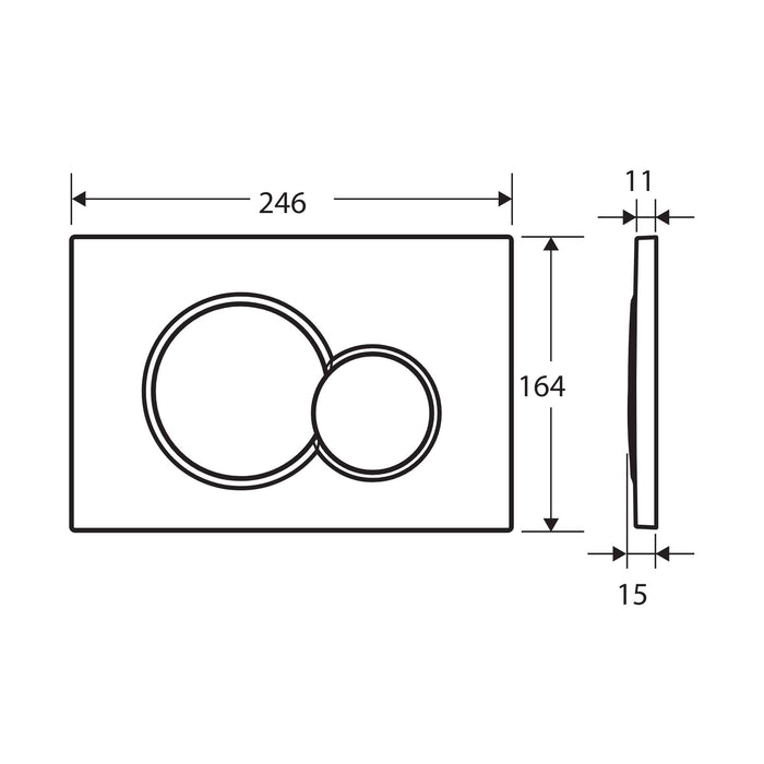 Technical Drawing Fienza Sigma Round Button Flush Plate - Brushed Nickel SIG41-BN - The Blue Space