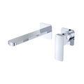 Fienza Tono Basin/Bath Wall Mixer Set 200mm Outlet Small Square Plates Chrome 233104-200-LF - The Blue Space