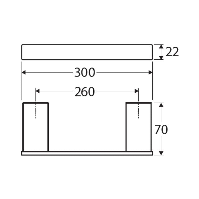 Technical Drawing Fienza Tono Single Hand Towel Rail 300mm Brushed Nickel 85105BN - The Blue Space
