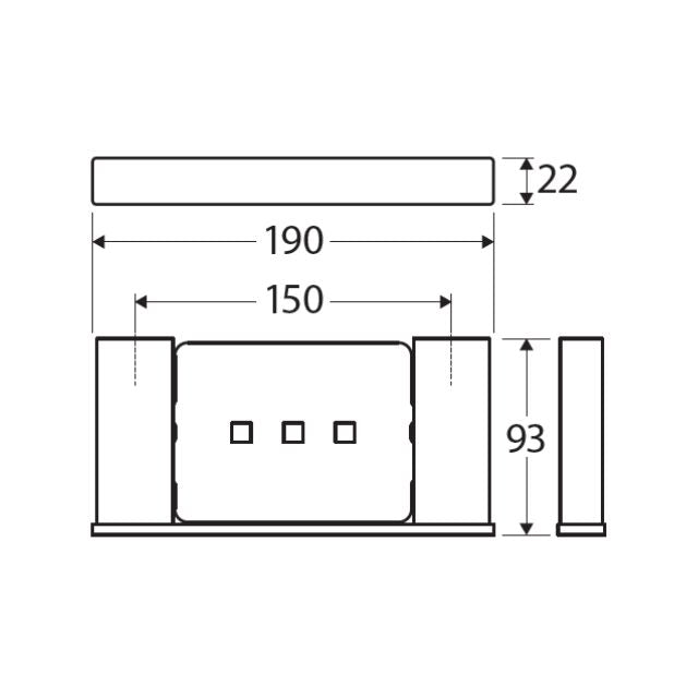 Technical Drawing Fienza Tono Soap Shelf 190mm Matte Black 85106MB - The Blue Space
