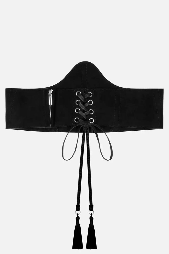 lace-up vegan suede corset
