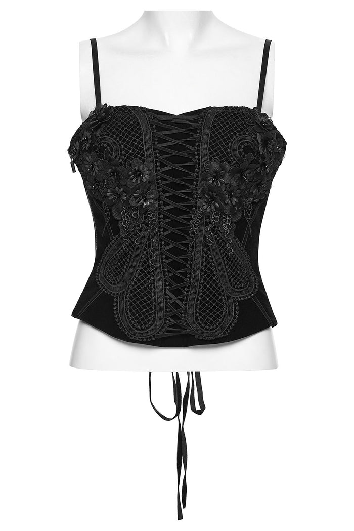 lace-up embroidered gothic bodice top