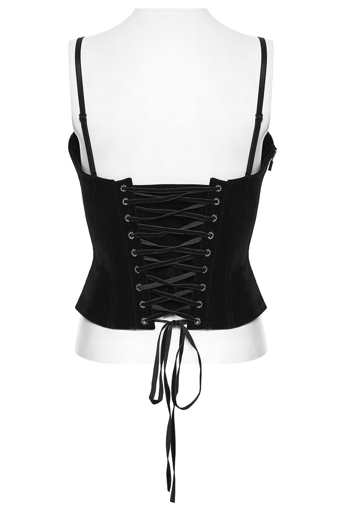 lace-up embroidered gothic bodice tank top