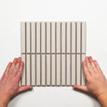 Single With Hand Flute Champagne Porcelain Finger Mosaic Tile 22×145mm FINLABEGMOS - The Blue Space