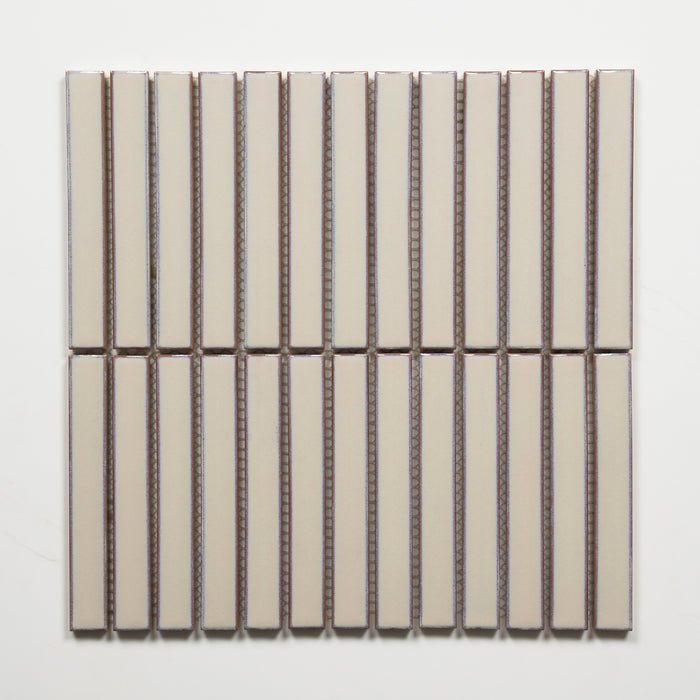 Single No Hand Flute Champagne Porcelain Finger Mosaic Tile 22×145mm FINLABEGMOS - The Blue Space