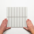 Single With Hand Flute Speckled White Porcelain Finger Mosaic Tile 22×145mm FINLABIGMOS - The Blue Space