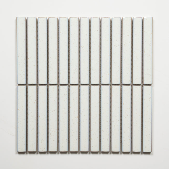 Single No Hand Flute Speckled White Porcelain Finger Mosaic Tile 22×145mm FINLABIGMOS - The Blue Space