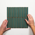 Single With Hand Flute Teal Porcelain Finger Mosaic Tile 22×145mm FINLAGREGMOS - The Blue Space