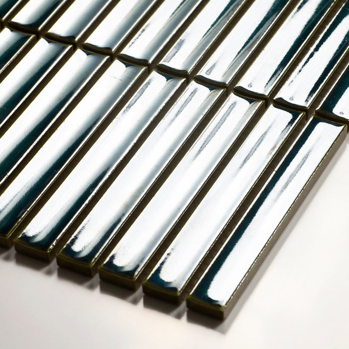 Oblique Flute Teal Porcelain Finger Mosaic Tile 22×145mm FINLAGREGMOS - The Blue Space