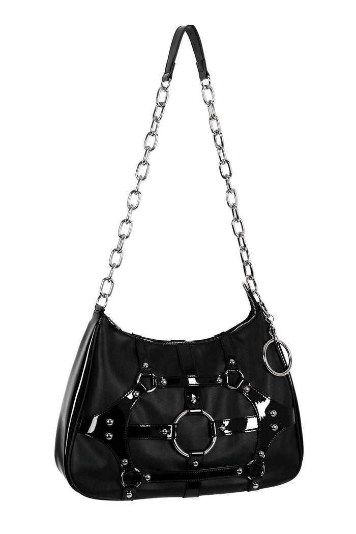 studded Gothic shoulder bag with chain strap