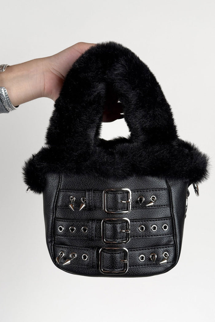 wicked misfit emo small punk black vegan fur purse