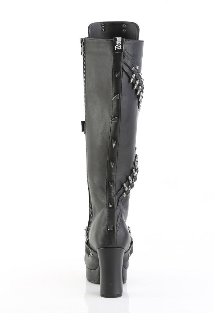 womens spiked demonia knee-high gothic platforms