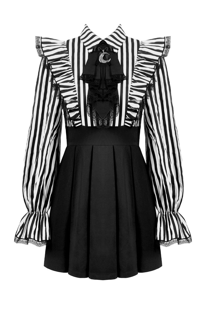 Womens striped dress with moon pendant