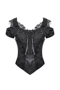 Black vintage gothic top with cutout shoulders and lace