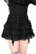 womens tiered lace-up ruffled short skirt by foxblood