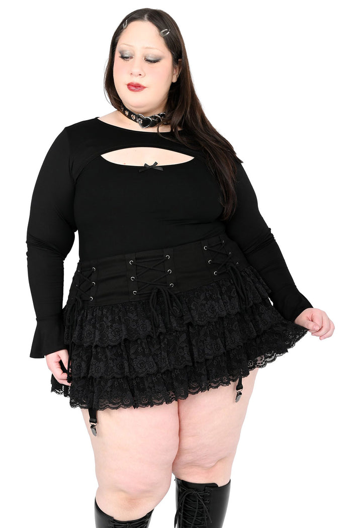 mall goth eyelet lace-up mini skirt