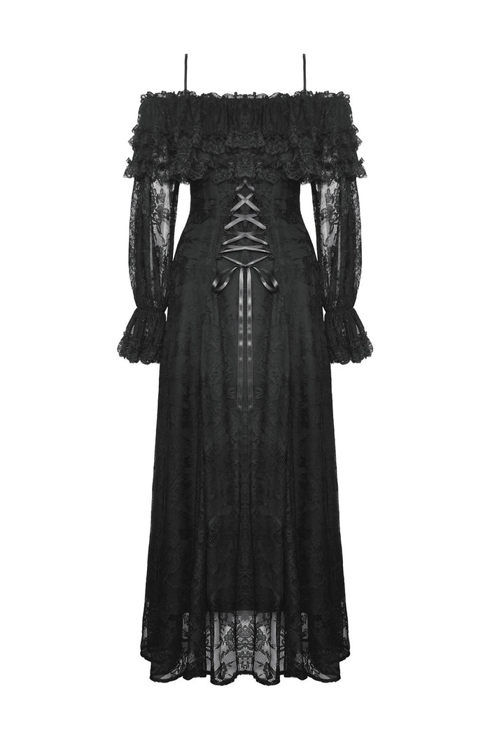lace balloon sleeve billowy gothic dress